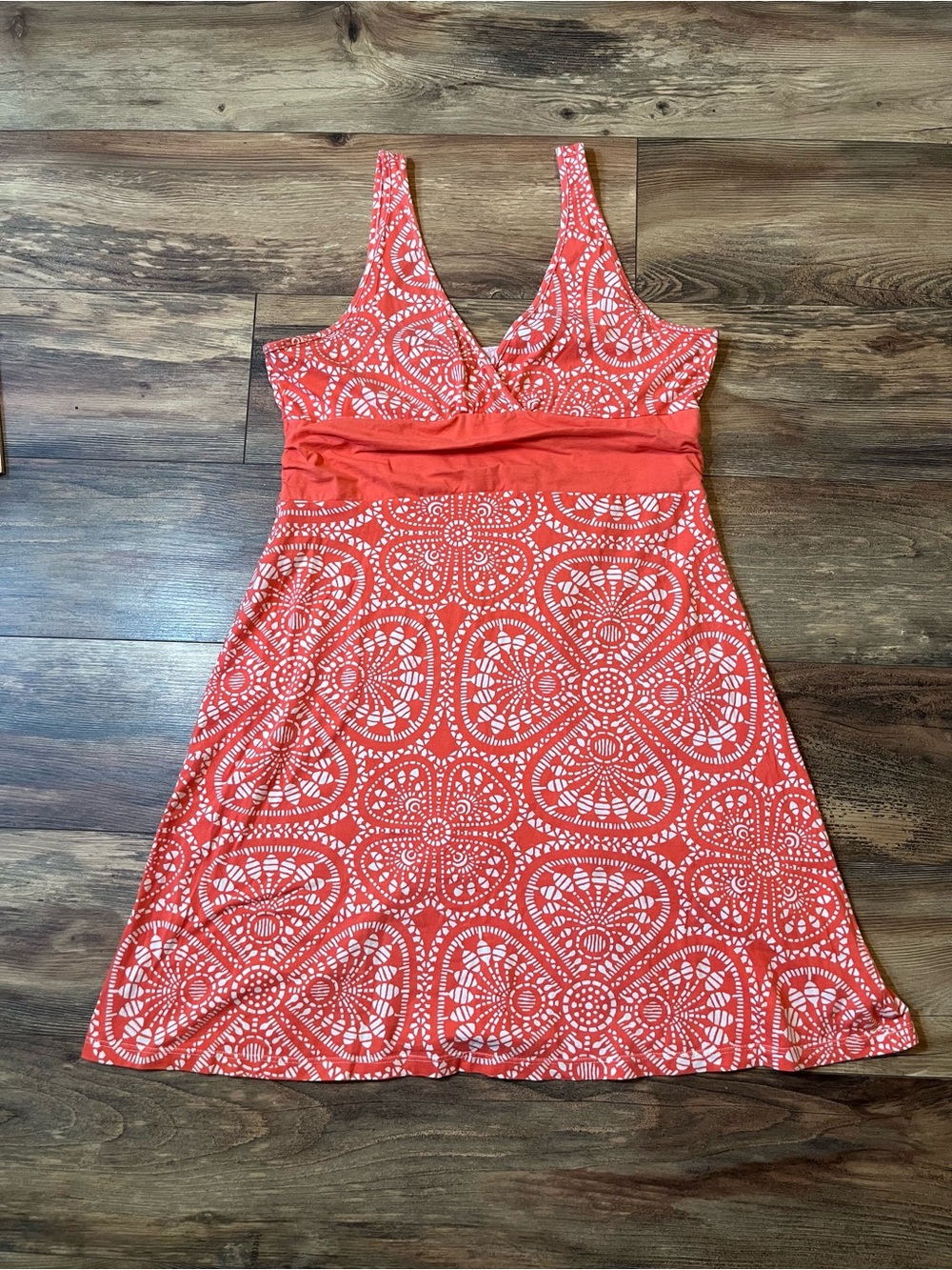 Patagonia Women's Margot Organic Cotton Coral Orange Floral Sun Tank Dress XL